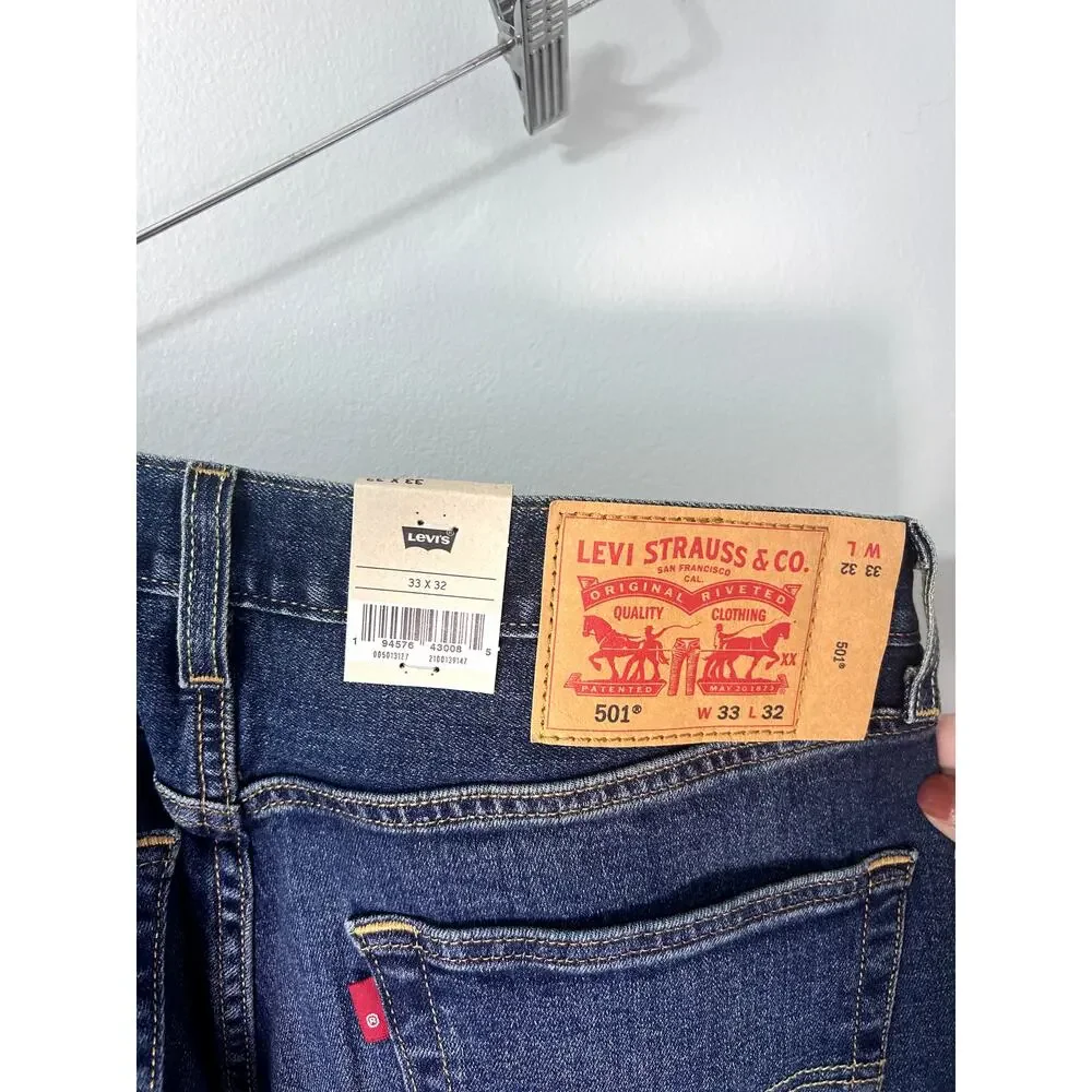 NWT Levi's 501 Original Men's Jeans Dark Wash Straight Leg Denim Levis 33 x 32